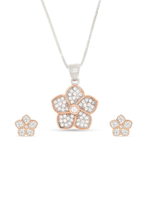 

ANAYRA 925 Sterling Silver & White Stone-Studded Jewellery Set
