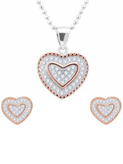

ANAYRA Silver-Toned White Stone-Studded Jewellery Set