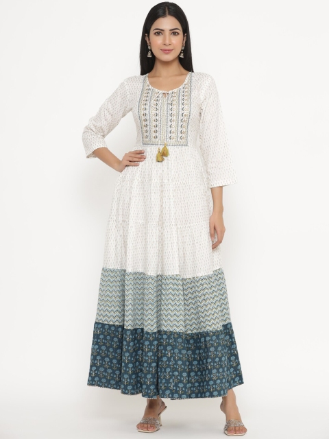

JAVTA Women White Ethnic Motifs Printed Anarkali Kurta