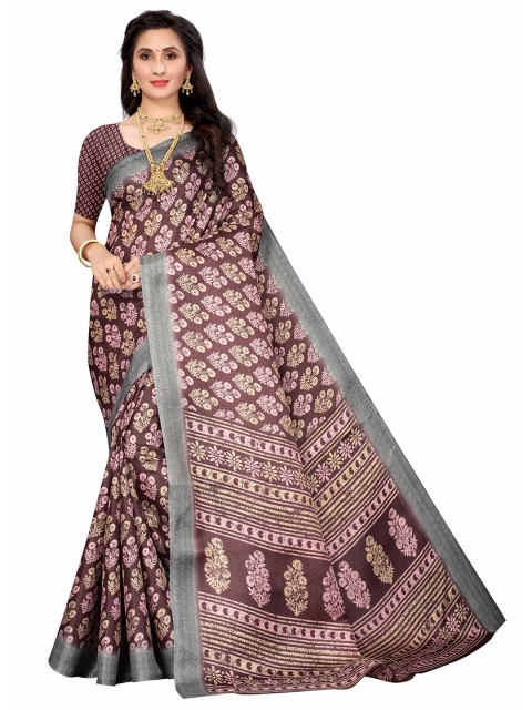 

AADVIKA Purple & Cream-Coloured Floral Saree