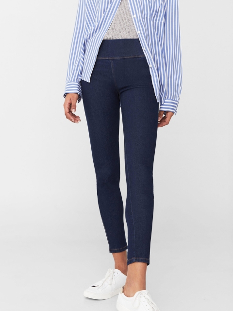 

MANGO Navy Cropped Jeggings, Navy blue