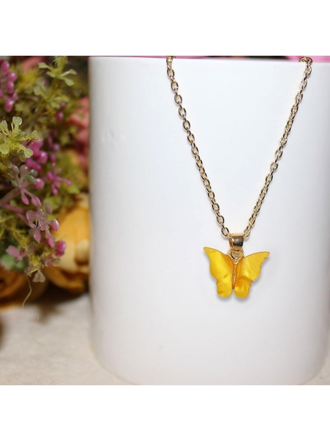 

ANNA CREATIONS Gold-Toned & Yellow Butterfly Shaped Pendant Set