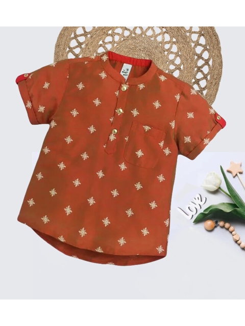 

The Magic Wand Boys Rust Ethnic Motifs Printed Kurta