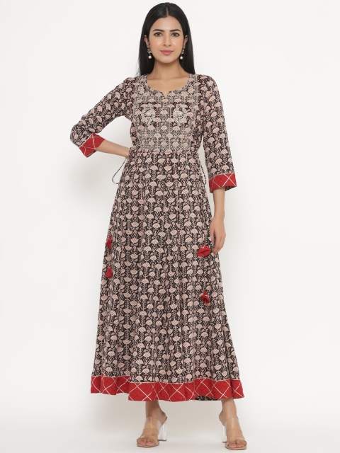 

JAVTA Women Black Ethnic Motifs Printed Anarkali Kurta