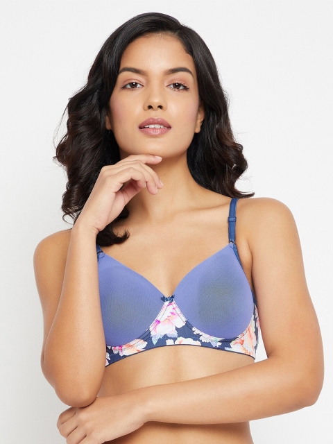 

Clovia Blue & White Floral Bra Lightly Padded