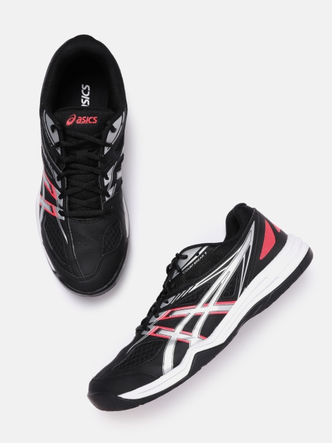

ASICS Unisex Black & Silver-Toned Woven Design Court Break 2 Badminton Shoes
