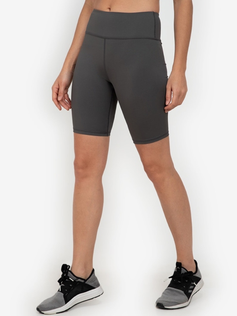 

ZALORA ACTIVE Women Grey High-Rise Biker Shorts