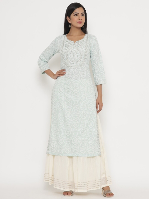 

JAVTA Women Blue Yoke Design Kurta