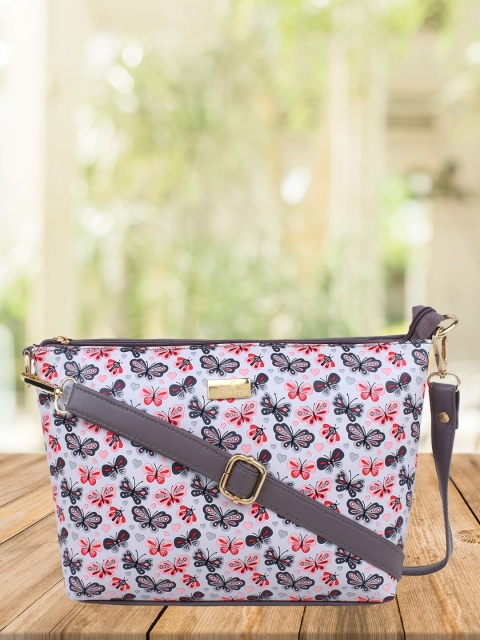 

yelloe Grey Floral Printed Structured Sling Bag
