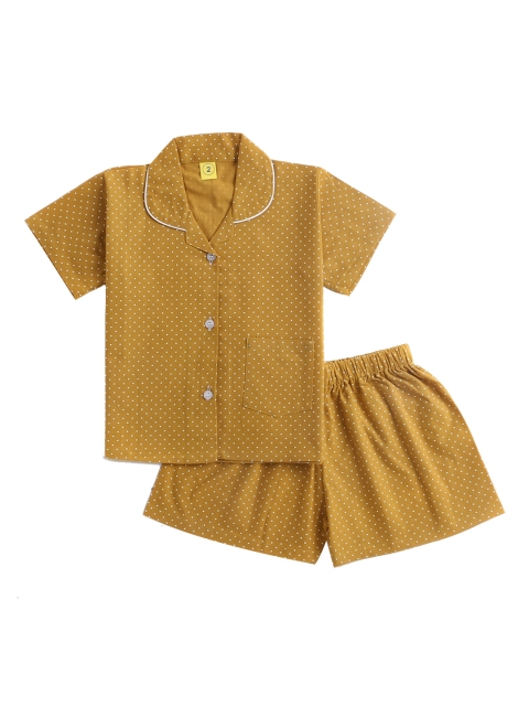 

The Magic Wand Unisex Kids Mustard Printed Night suit