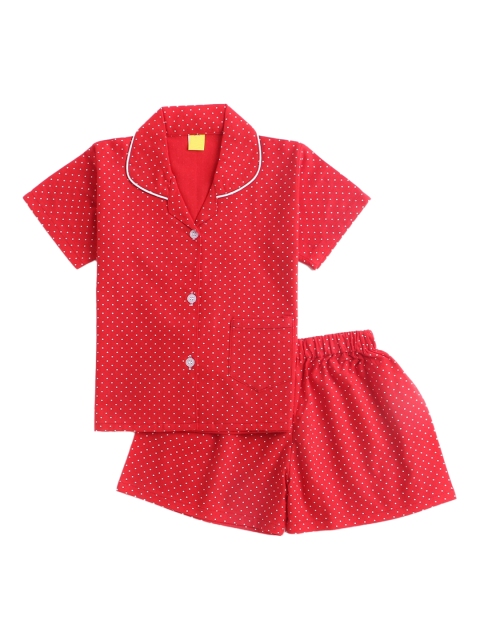 

The Magic Wand Kids Red & White Printed Night suit