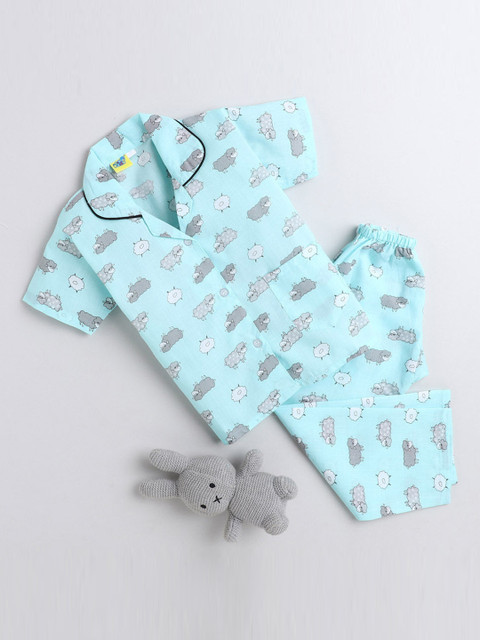 

The Magic Wand Unisex Kids Blue & Grey Printed Night suit