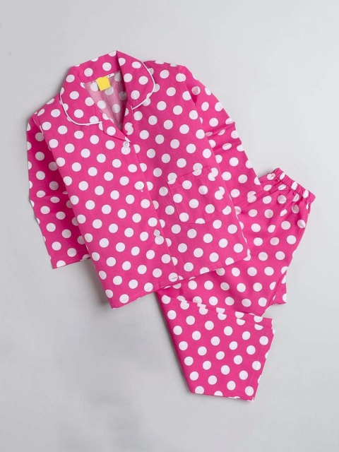 

The Magic Wand Unisex Kids Pink & White Printed Night suit