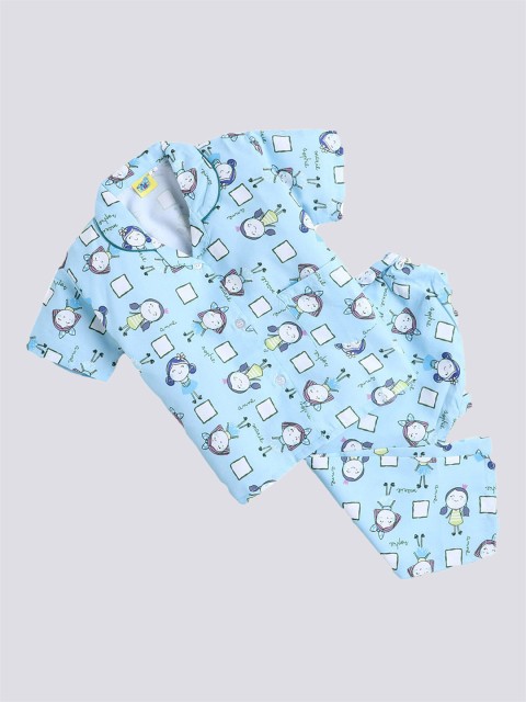 

The Magic Wand Kids Blue & White Printed Night suit