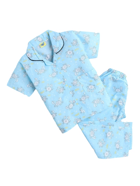 

The Magic Wand Unisex Kids Blue & White Printed Night suit
