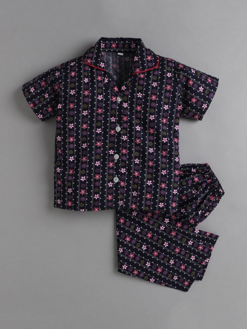 

The Magic Wand Unisex Kids Black & Red Printed Night suit
