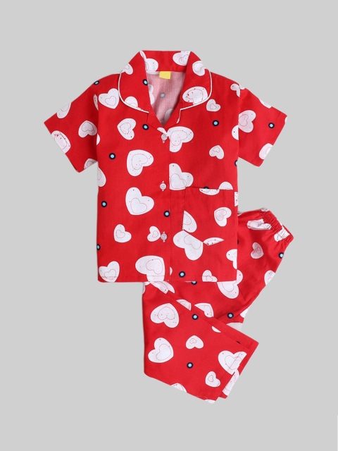 

The Magic Wand Unisex Kids Red & White Printed Night suit