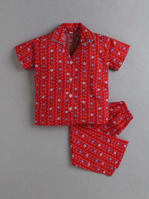 

The Magic Wand Kids Red & Blue Printed Night suit