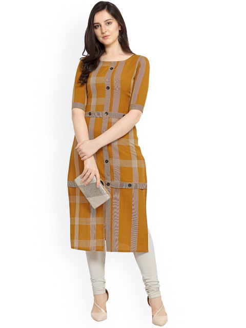 

Fashion Booms Women Multicoloured Checked Thread Work Kurta, Multi