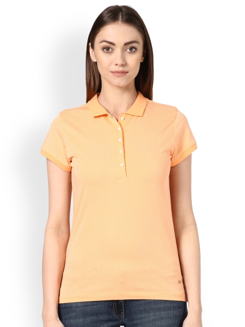 

Park Avenue Women Orange Printed Polo Collar T-shirt