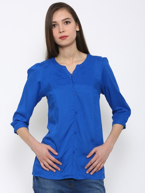 

Park Avenue Women Blue Solid Regular Top