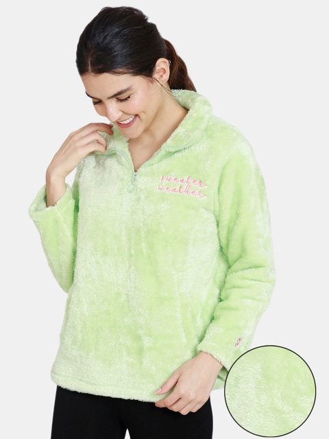 

Zivame Women Green Printed Sweatshirt
