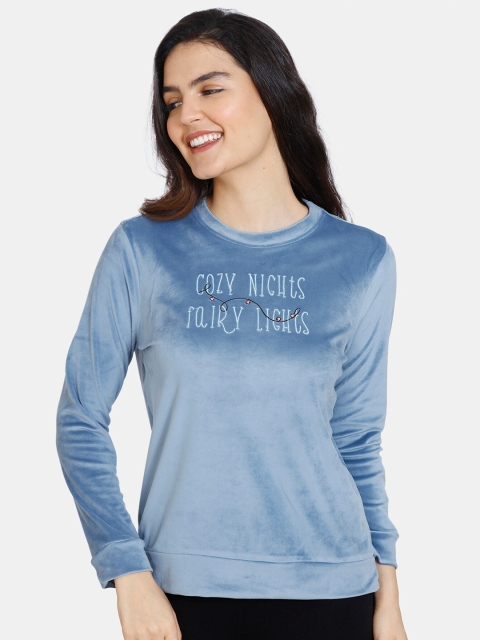 

Zivame Women Blue Printed Sweatshirt