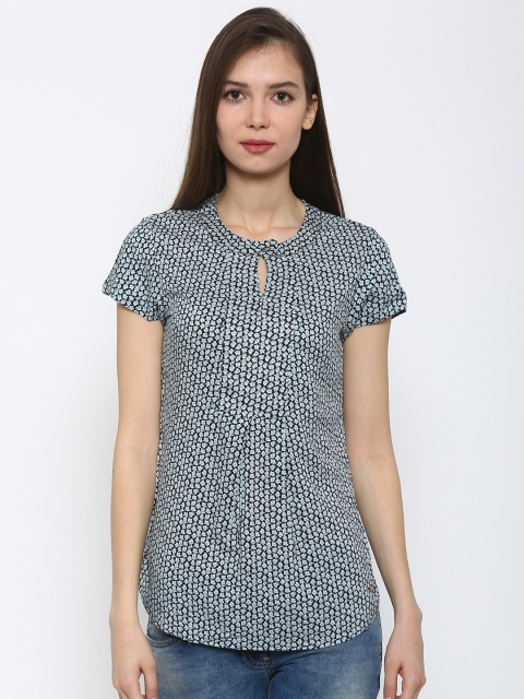 

Park Avenue Women Navy Blue Printed Top