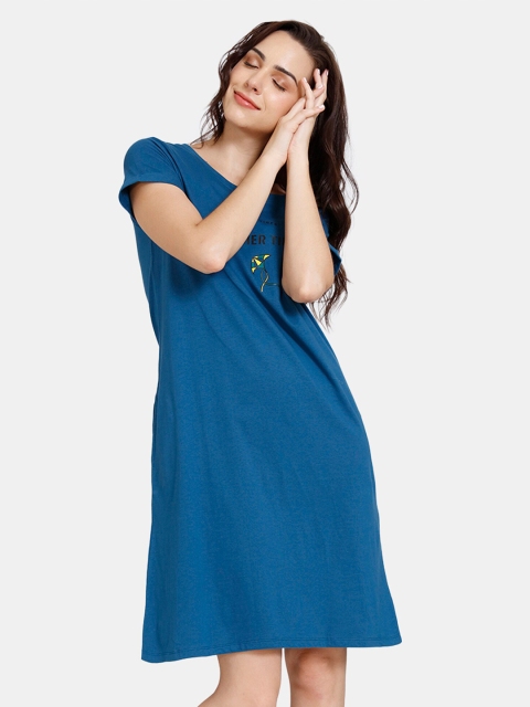 

Zivame Women Blue Printed Nightdress