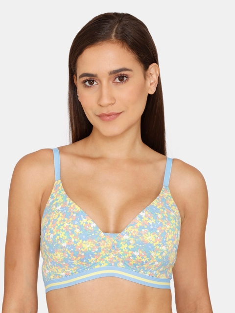 

Zivame Blue & Yellow Floral Lightly Padded Bra ZI10YWFASH0BLUE