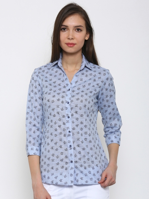 

Park Avenue Women Blue & Black Printed Semi Formal Shirt