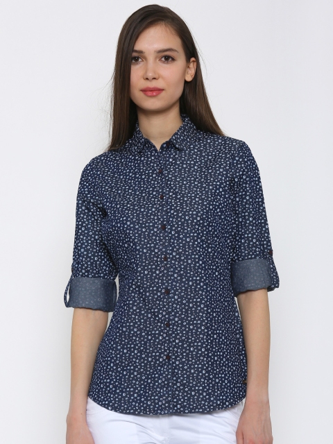 

Park Avenue Women Navy Printed Shirt, Navy blue