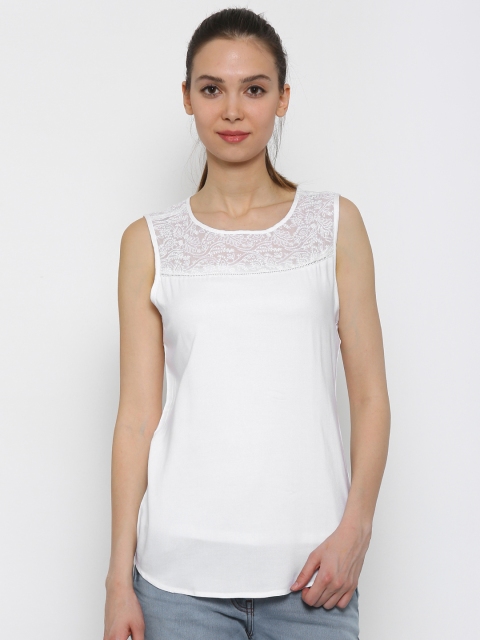 

Park Avenue Women White Self-Design Sheer Top