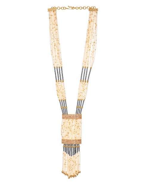 

INDYA Grey & Black Beaded Necklace Set