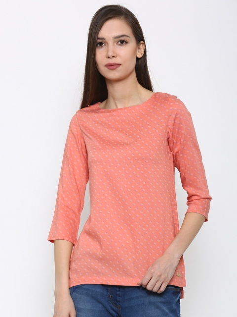 

Park Avenue Women Peach-Coloured Printed Top