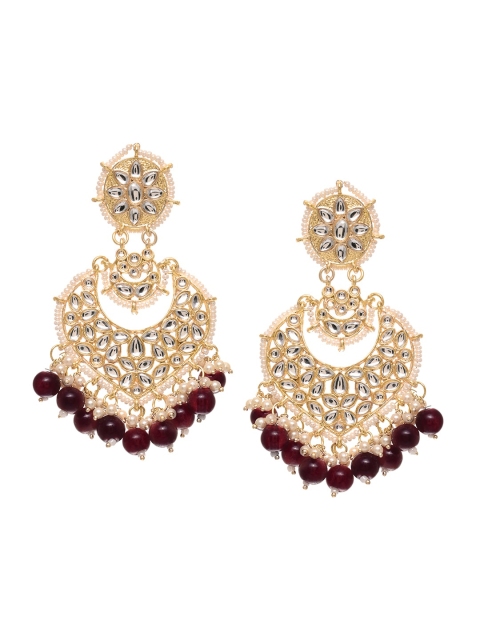 

INDYA Gold-Plated Red Bead Dangler Earrings