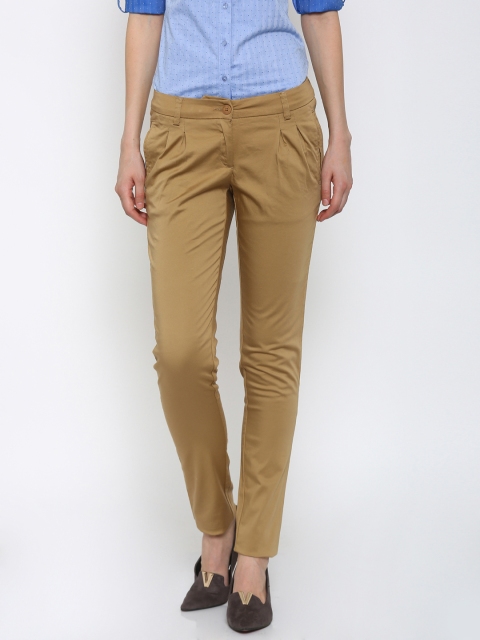 

Park Avenue Women Khaki Solid Tapered Fit Formal Trousers