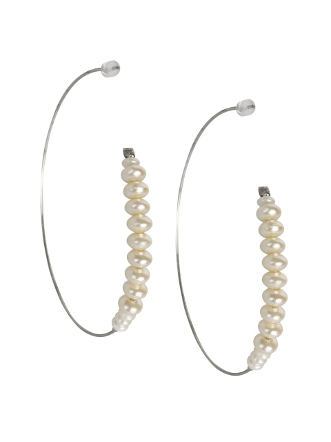 

INDYA White Contemporary Half Hoop Earrings