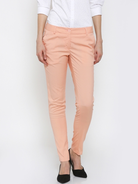 

Park Avenue Women Peach Tapered Fit Formal Trousers
