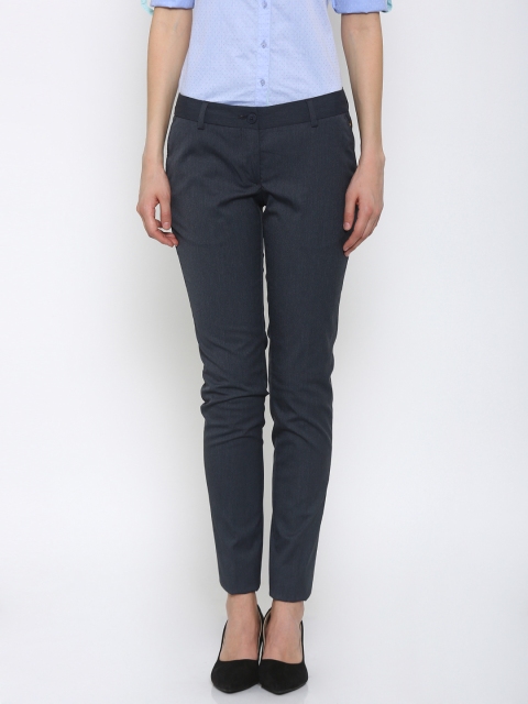 

Park Avenue Women Grey Solid Formal Trousers
