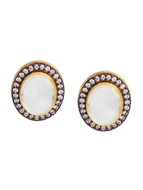 

INDYA White Gold Plated Contemporary Studs Earrings