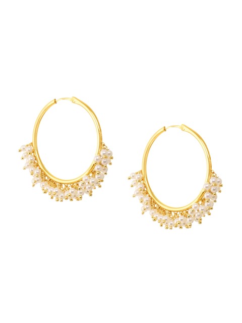 

INDYA White Contemporary Hoop Earrings