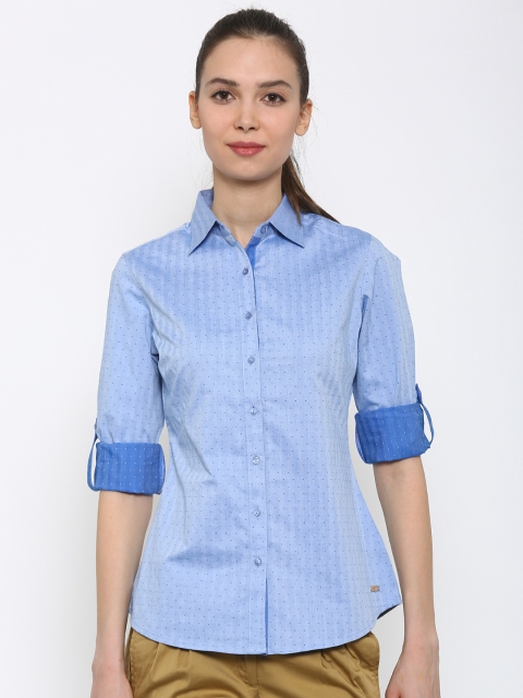

Park Avenue Women Blue Self-Design Formal Shirt