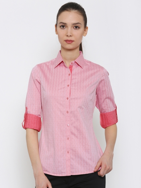 

Park Avenue Pink Self-Designed Formal Shirt