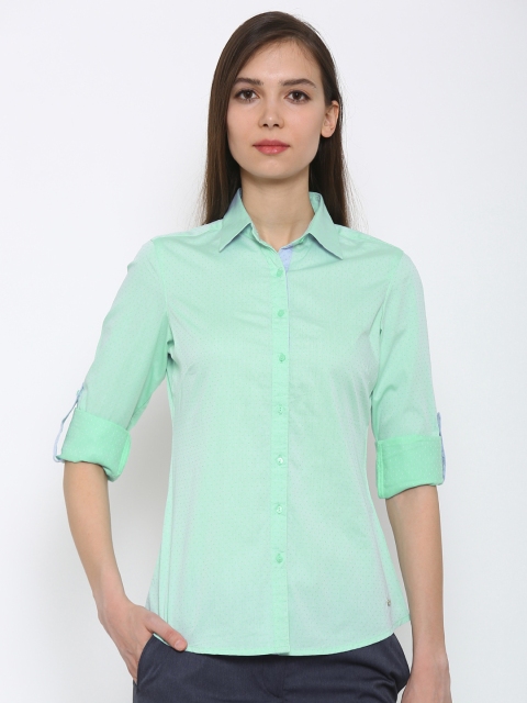 

Park Avenue Women Green Regular Fit Semiformal Shirt