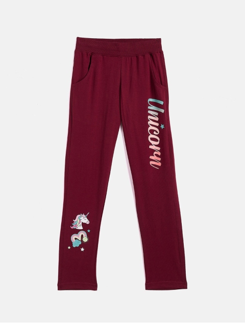 

DREAMZONE Girls Maroon Solid Pure Cotton Track Pant