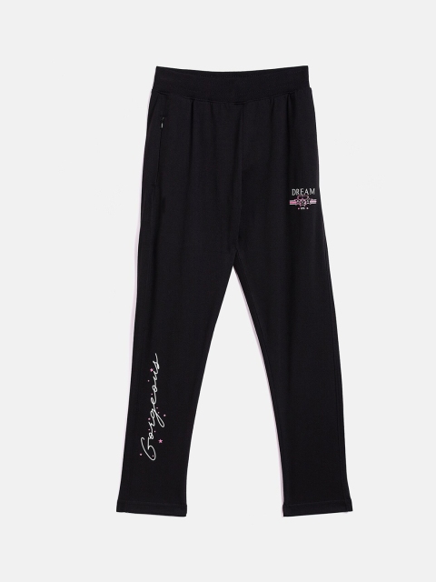 

DREAMZONE Girls Black Solid Cotton Track Pants