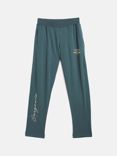 

DREAMZONE Girls Green Solid Cotton Track Pants