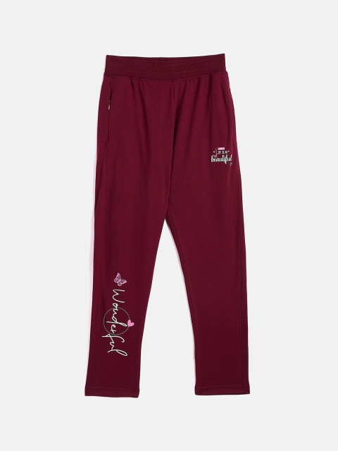 

DREAMZONE Girls Maroon Solid Cotton Track Pants