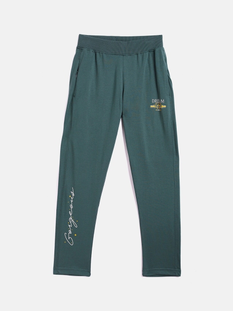 

DREAMZONE Girls Green Printed Track Pants